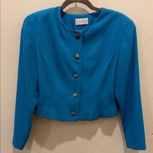 Vintage 80’s Teal Blazer with Heart Buttons
